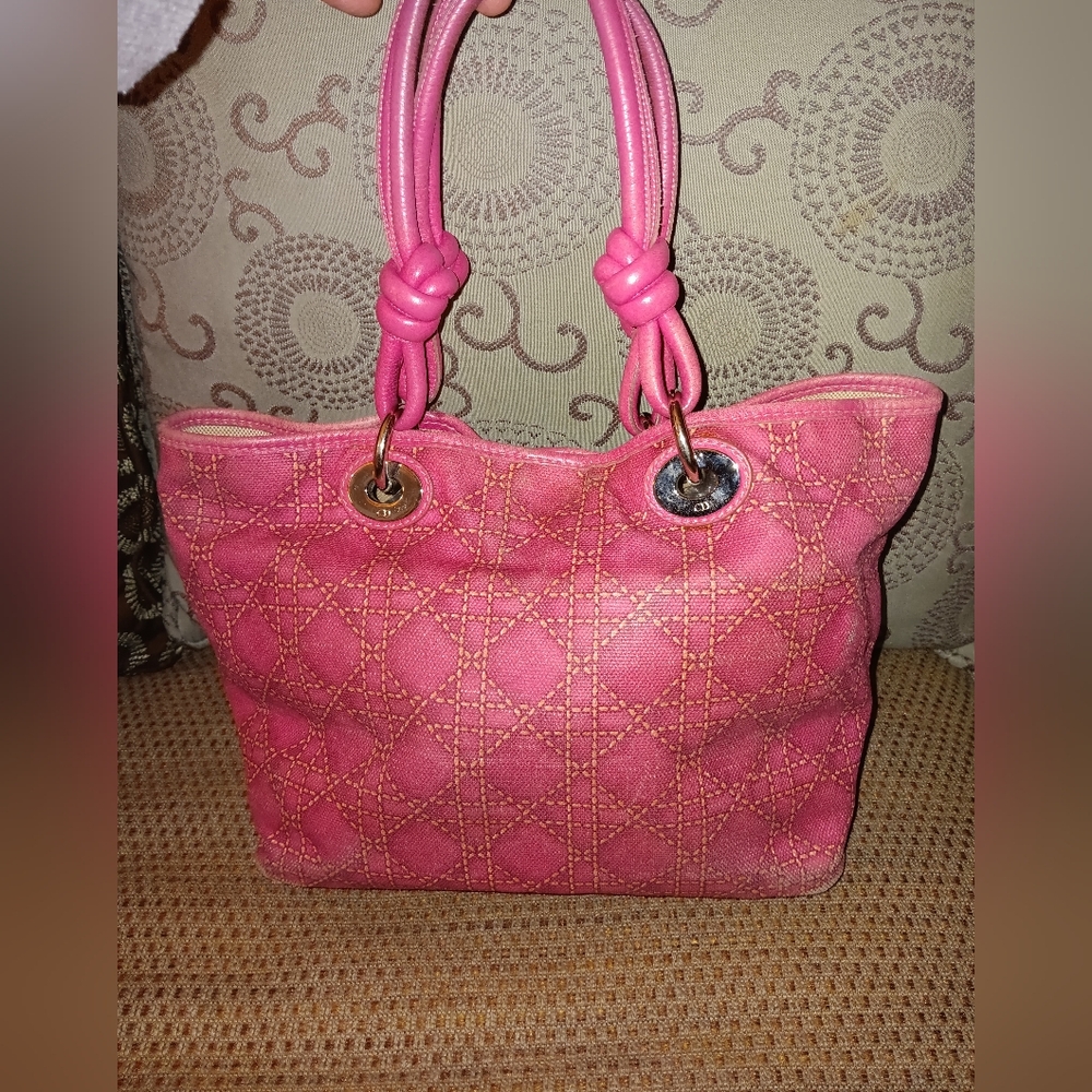 Christian Dior Lady Rare Pink Canvas And Leather Bag - Picture 2 of 8